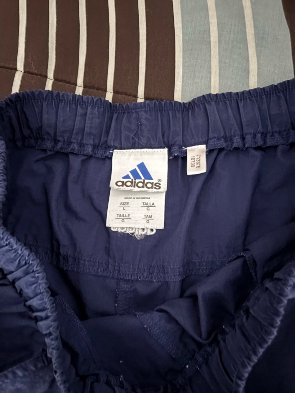 Adidas athletic navy shorts size L with side stripes - Picture 3 of 3
